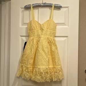 bebe mini dress “Asia flared eyelet dress”       Color-Mellow Sun, size XS